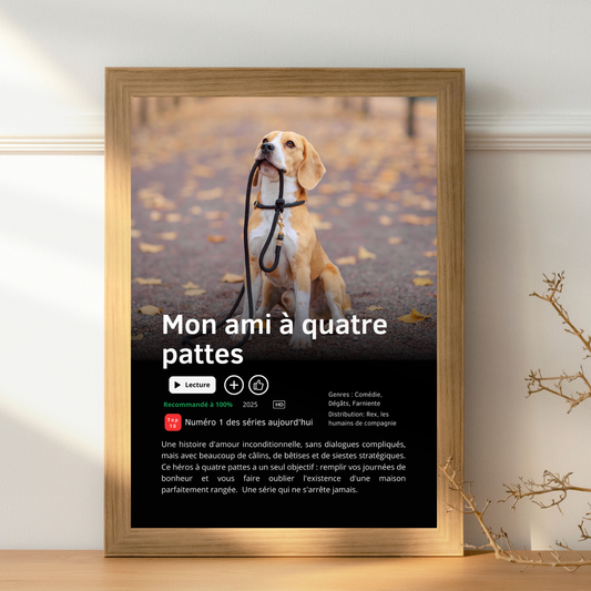 🐾 Affiche Série ou Film Netflix Personnalisée  Chien & animaux de compagnie