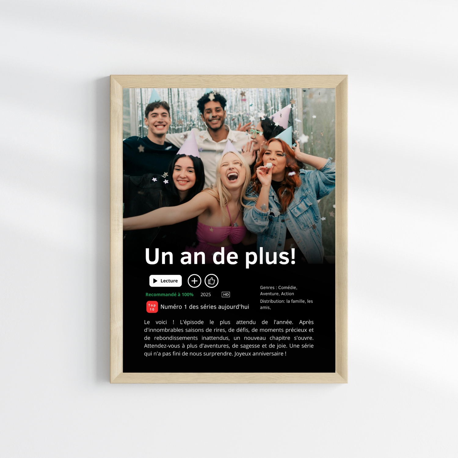 🎂 Affiche Série ou Film Netflix Personnalisée Joyeux Anniversaire - 1 an de plus!