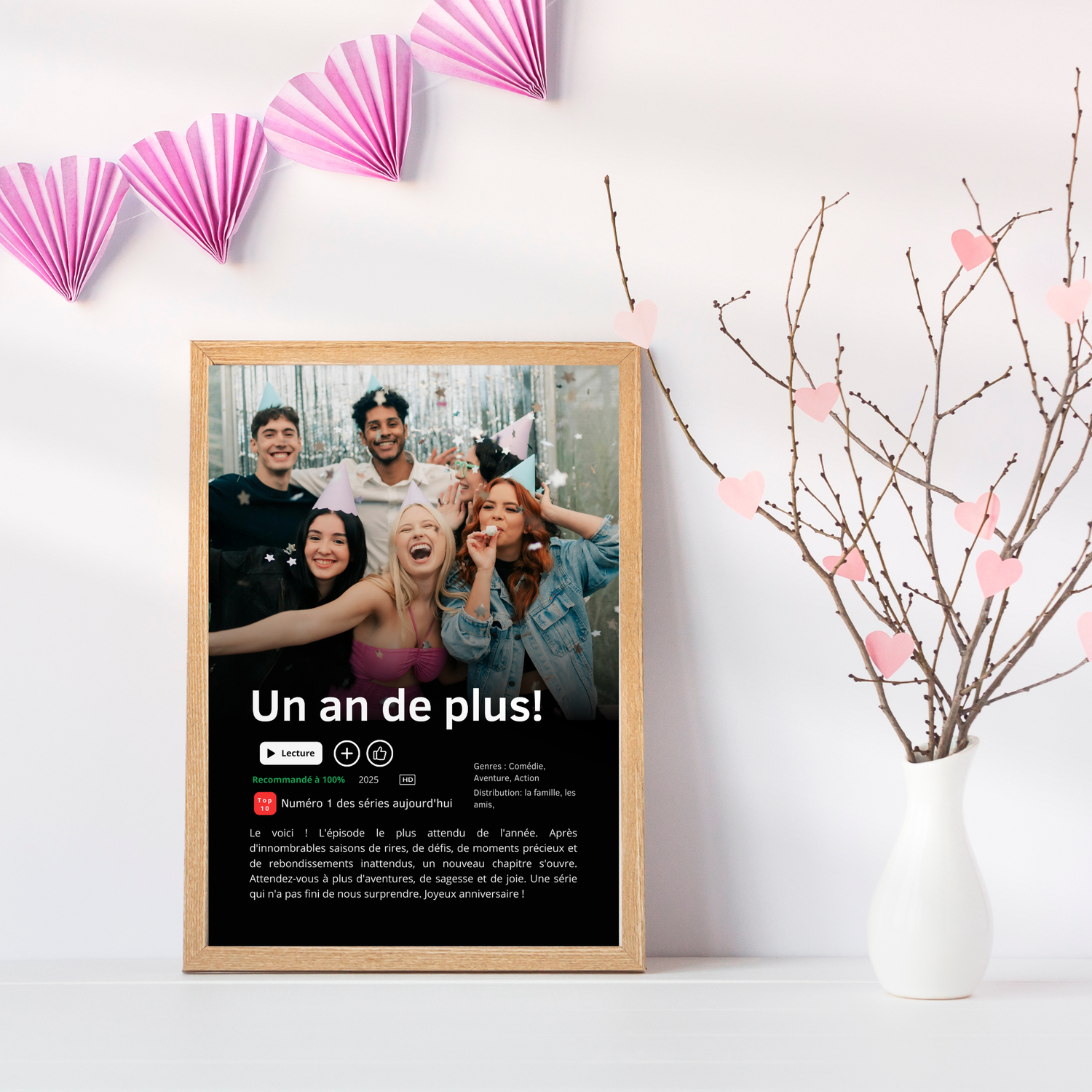 🎂 Affiche Série ou Film Netflix Personnalisée Joyeux Anniversaire - 1 an de plus!