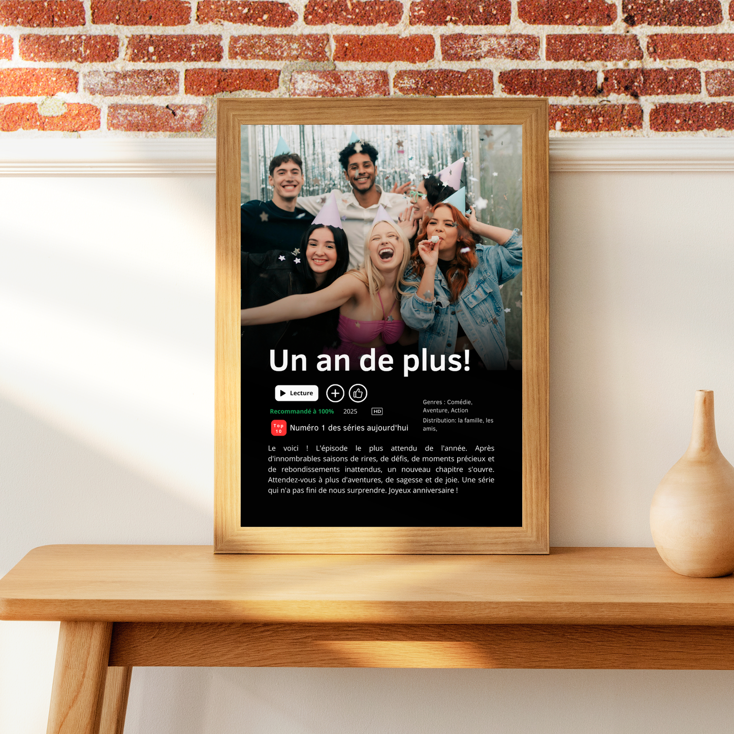 🎂 Affiche Série ou Film Netflix Personnalisée Joyeux Anniversaire - 1 an de plus!
