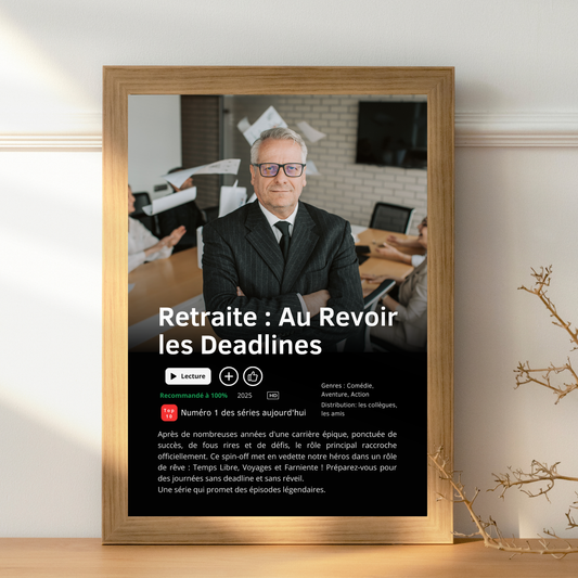 Affiche Netflix Personnalisée Départ en retraite pour collègue travail