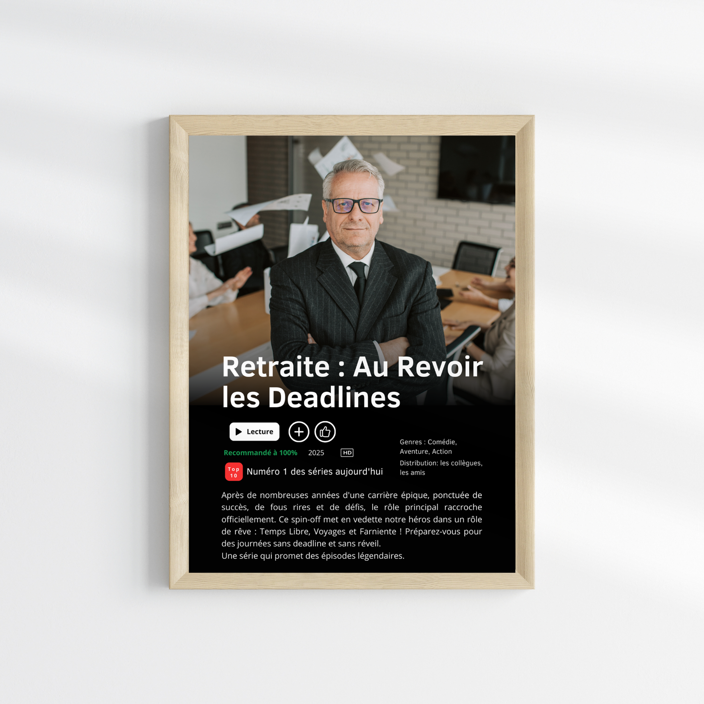 Affiche Netflix Personnalisée Départ en retraite pour collègue travail