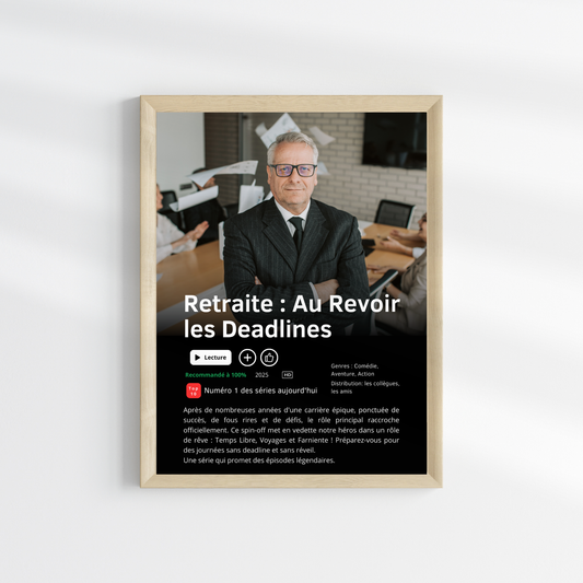 Affiche Netflix Personnalisée Départ en retraite pour collègue travail