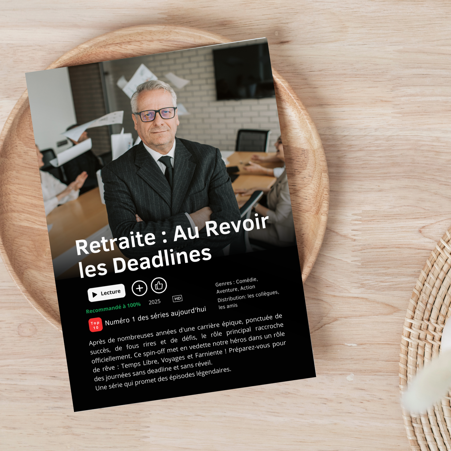 Affiche Netflix Personnalisée Départ en retraite pour collègue travail