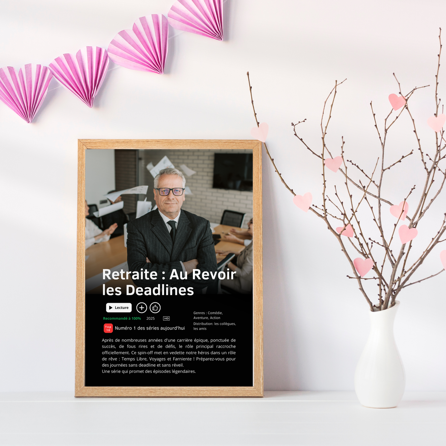 Affiche Netflix Personnalisée Départ en retraite pour collègue travail