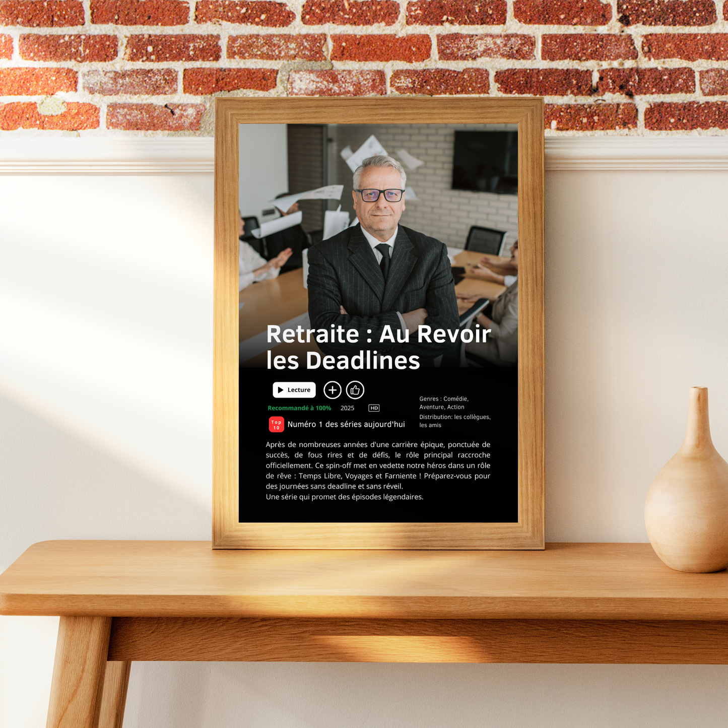 Affiche Netflix Personnalisée Départ en retraite pour collègue travail