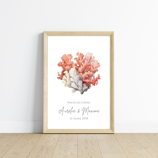 Affiche couple noces de corail - 11 ans de mariage