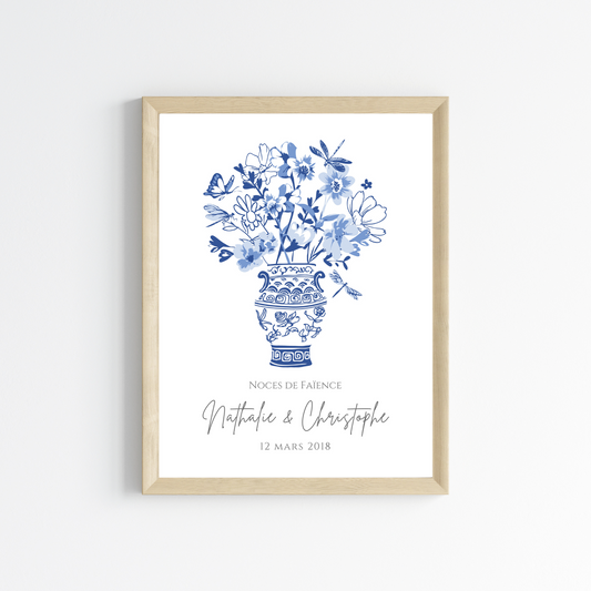 Affiche couple noces de faïence - 9 ans de mariage