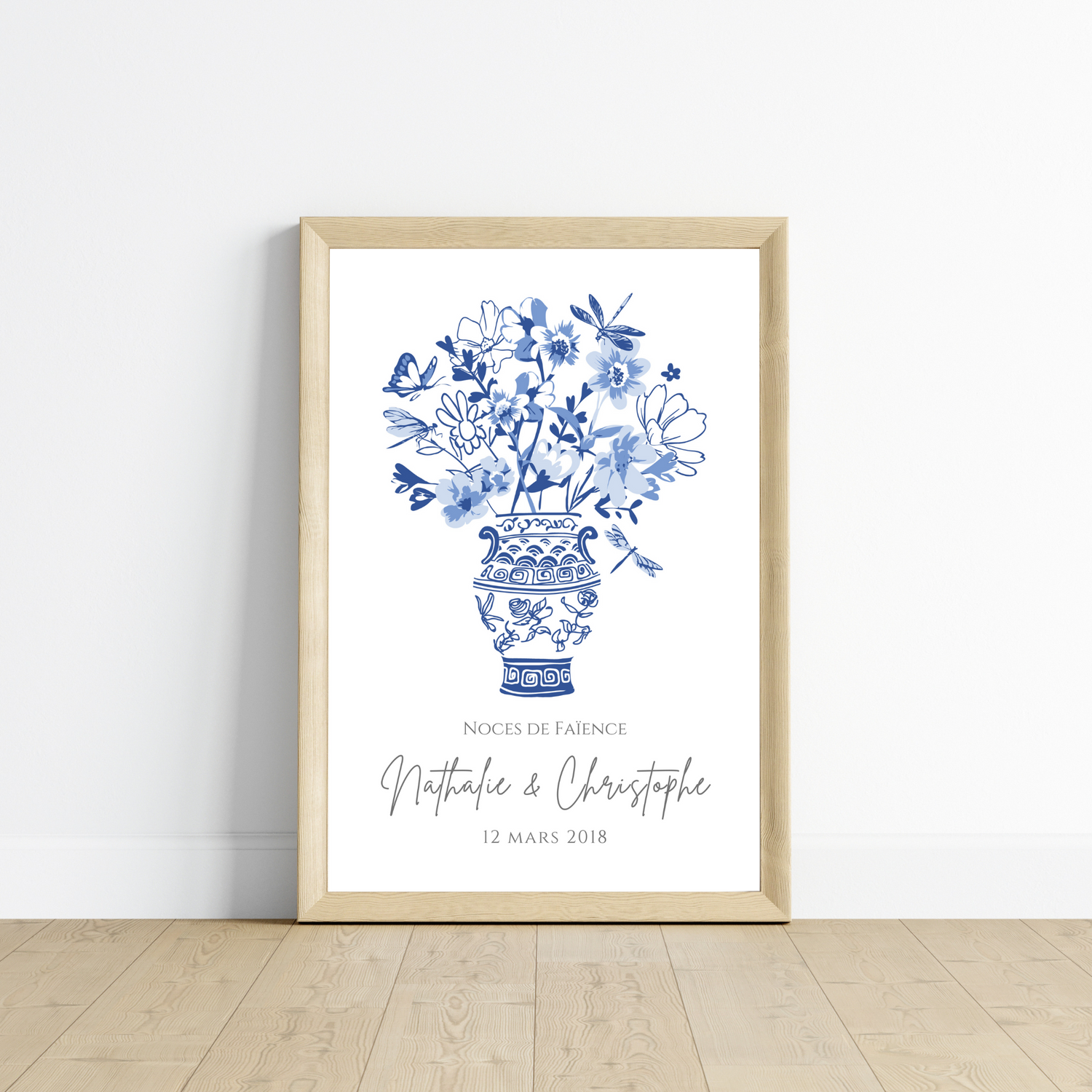 Affiche couple noces de faïence -  9 ans de mariage