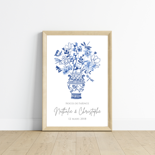 Affiche couple noces de faïence - 9 ans de mariage