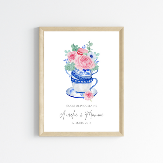 Affiche couple noces de porcelaine - 20 ans de mariage