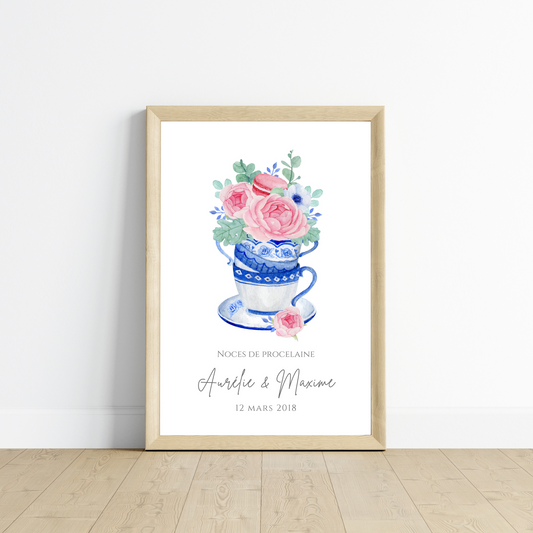 Affiche couple noces de porcelaine - 20 ans de mariage