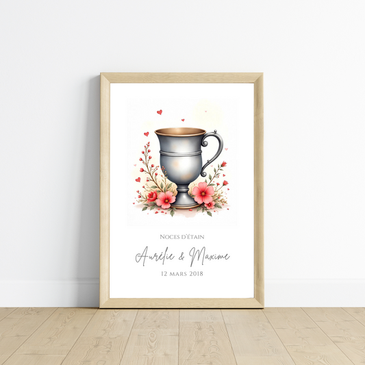 Affiche couple noces d'étain - 10 ans de mariage