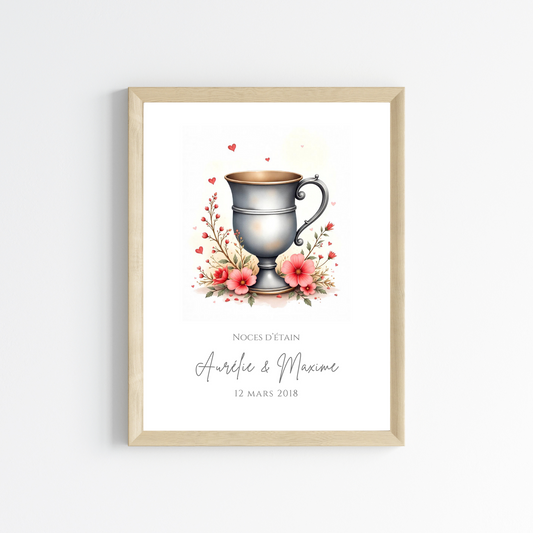 Affiche couple noces d'étain - 10 ans de mariage