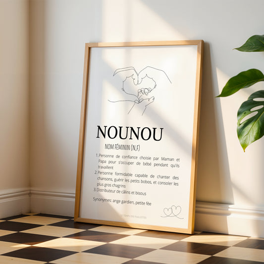 Affiche définition nounou personnalisé - Poster merci nounou - Cadeau personnalisé nounou par Le Temps des Paillettes