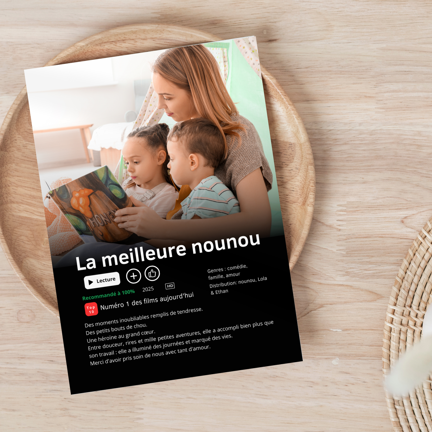 Affiche Netflix Personnalisée « Meilleure nounou du Monde » avec photo