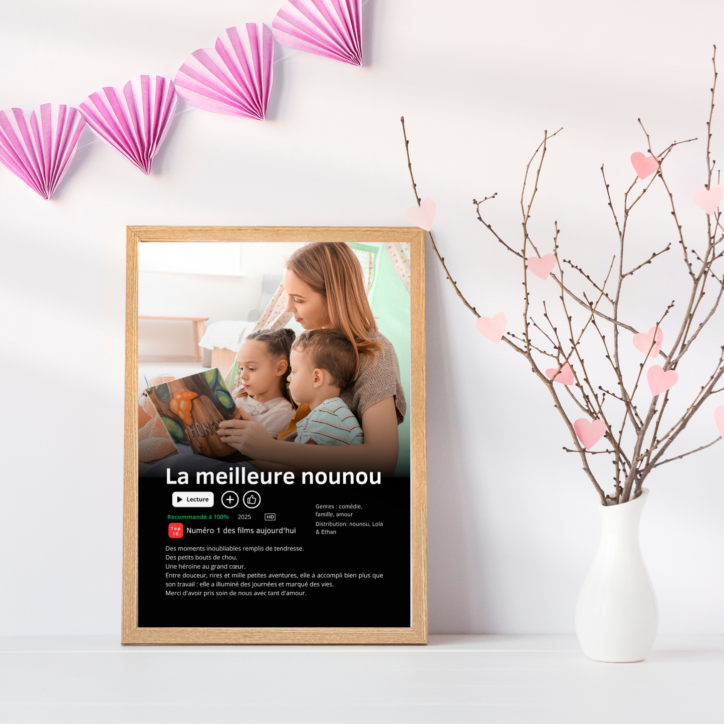 Affiche Netflix Personnalisée « Meilleure nounou du Monde » avec photo