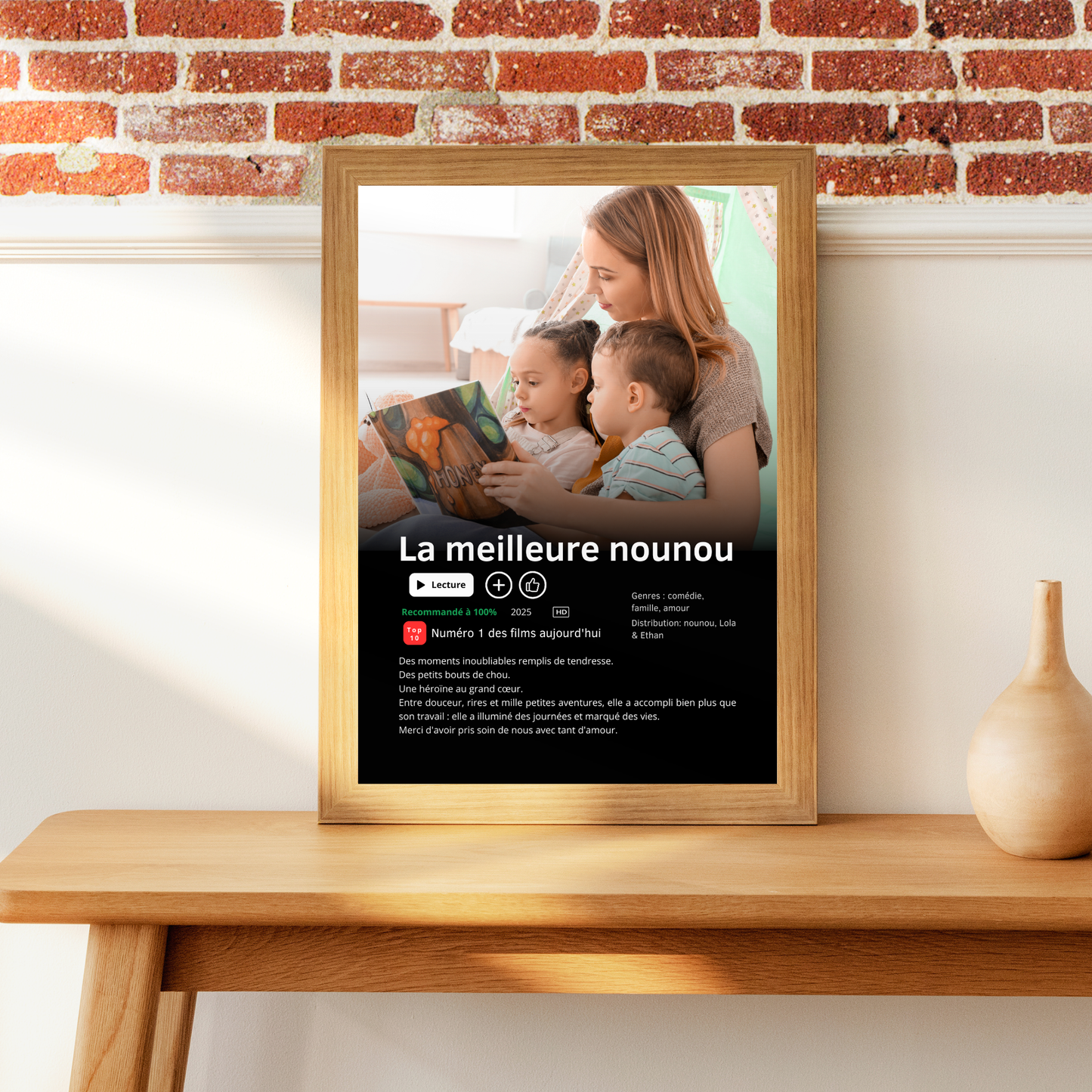 Affiche Netflix Personnalisée « Meilleure nounou du Monde » avec photo