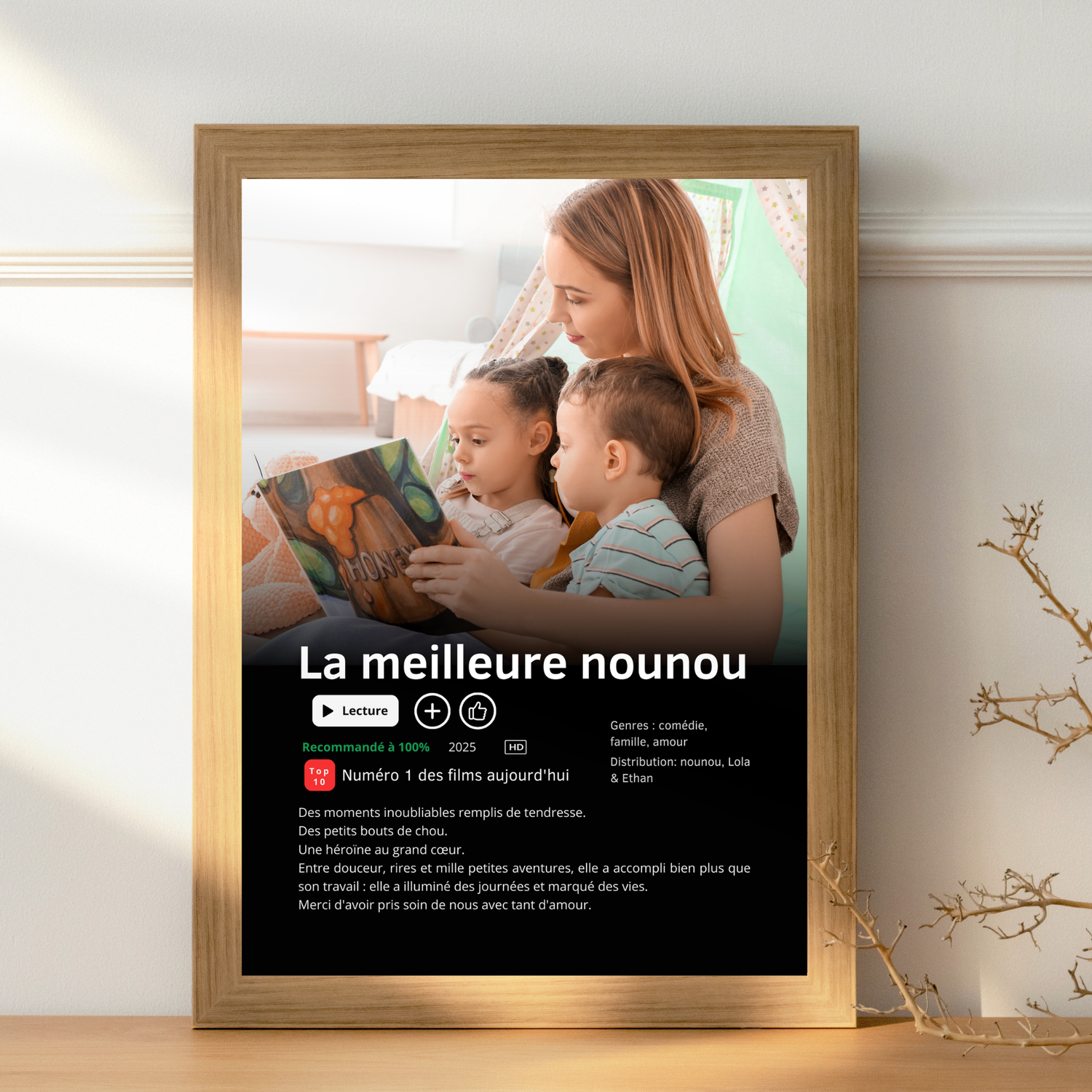 Affiche Netflix Personnalisée « Meilleure nounou du Monde » avec photo