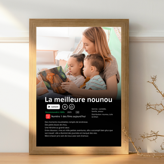 Affiche Netflix Personnalisée « Meilleure nounou du Monde » avec photo