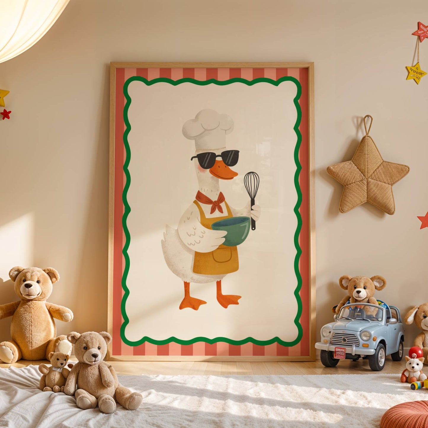 Affiche Enfant Oie Cuisine – Poster Animaux Rigolo pour Chambre d’Enfant, Affiche Déco Fun et Cadeau Original