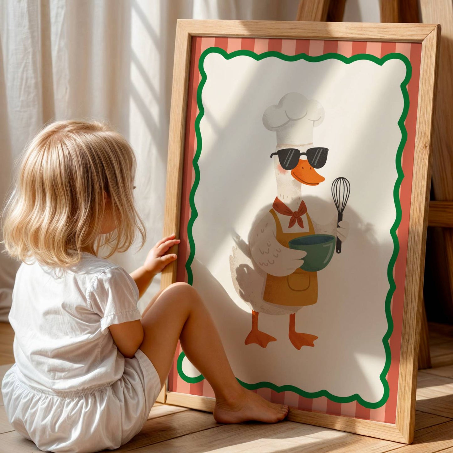 Affiche Enfant Oie Cuisine – Poster Animaux Rigolo pour Chambre d’Enfant, Affiche Déco Fun et Cadeau Original
