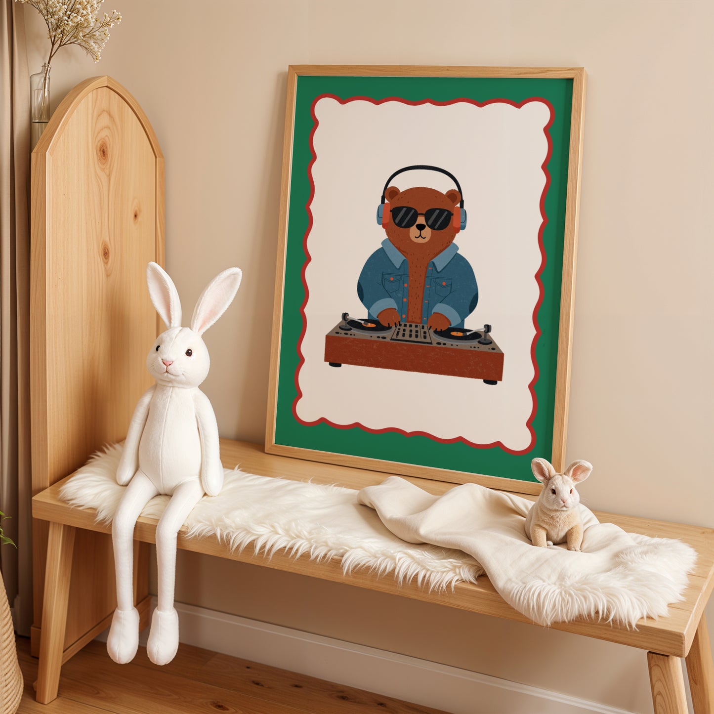 Affiche enfant Ours DJ Cool - Affiche enfant Dopamine colorée – Animal rigolo pour une déco pleine de joie