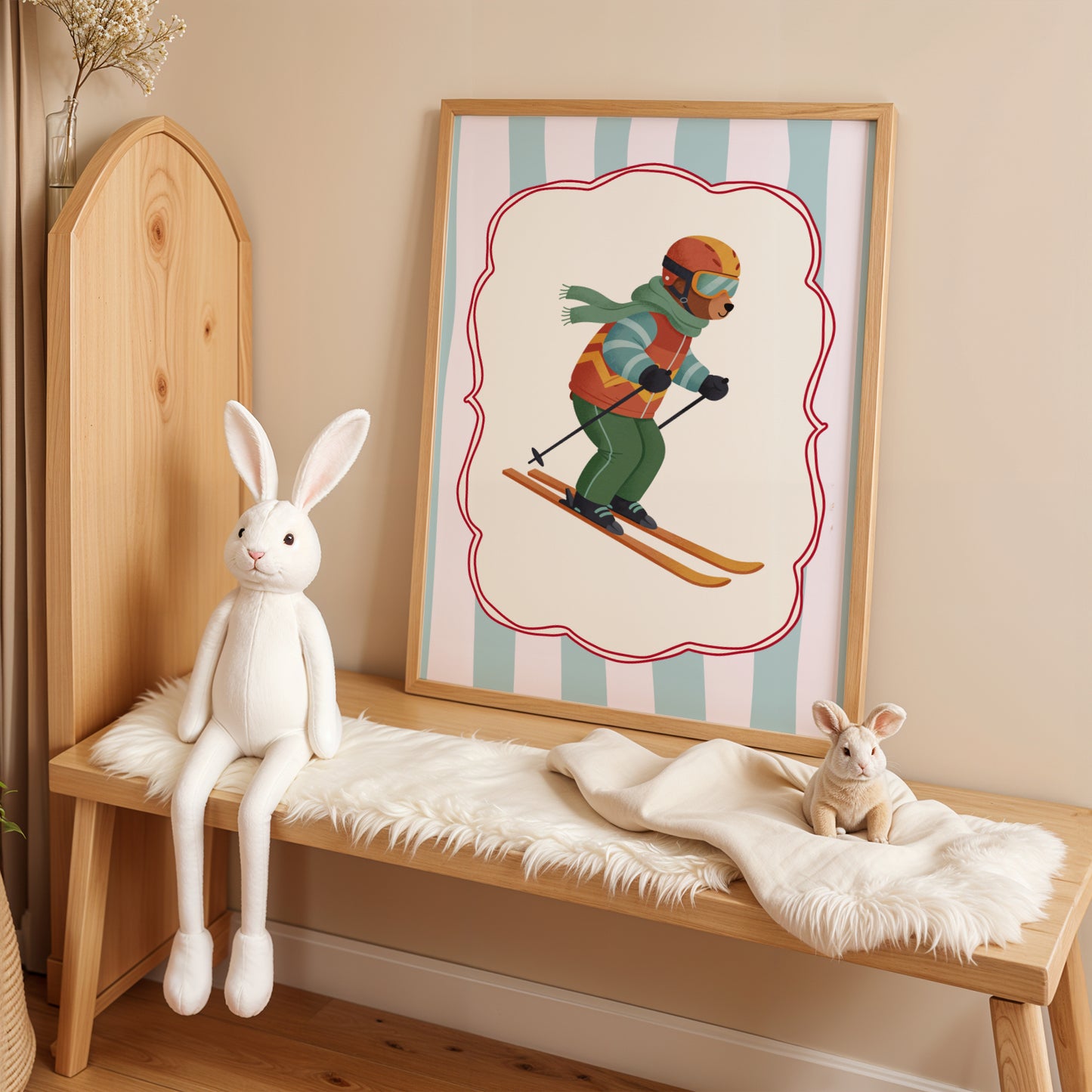 Affiche enfant Ours skieur Drole - Affiche enfant Dopamine colorée – Animal rigolo pour une déco pleine de joie