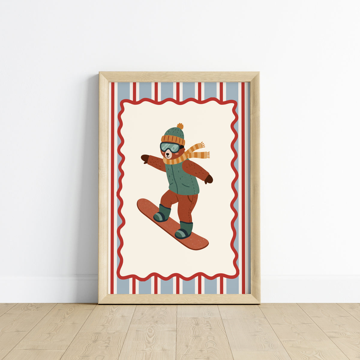 Affiche Ours Snowboard – Poster Coloré Animaux Sportifs Chambre Enfant Dopamine Decor Cadeau Naissance - Image 4