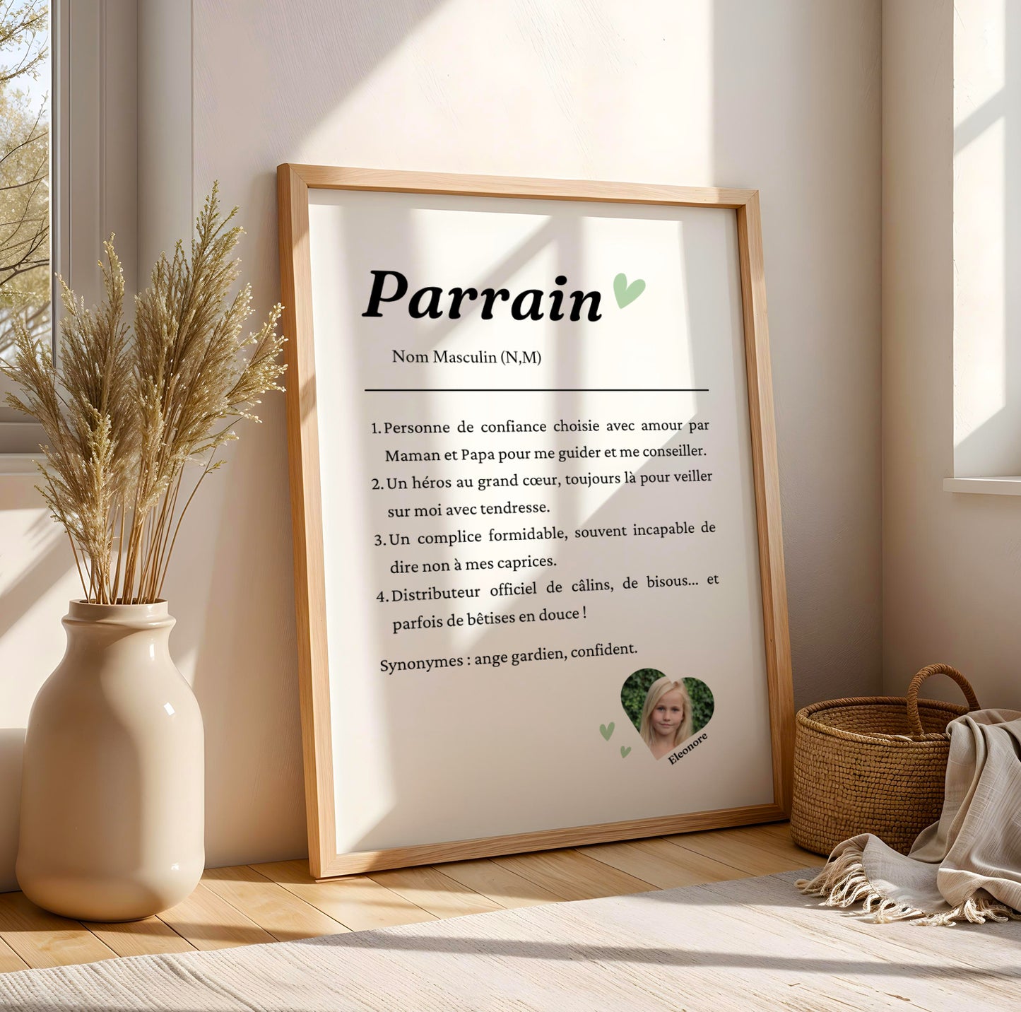 Affiche Définition Parrain Personnalisée avec Photo – Cadeau Baptême Original