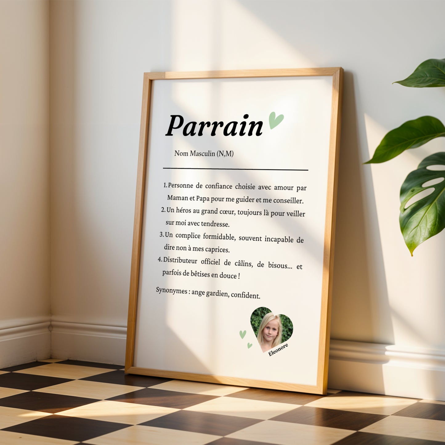 Affiche Définition Parrain Personnalisée avec Photo – Cadeau Baptême Original