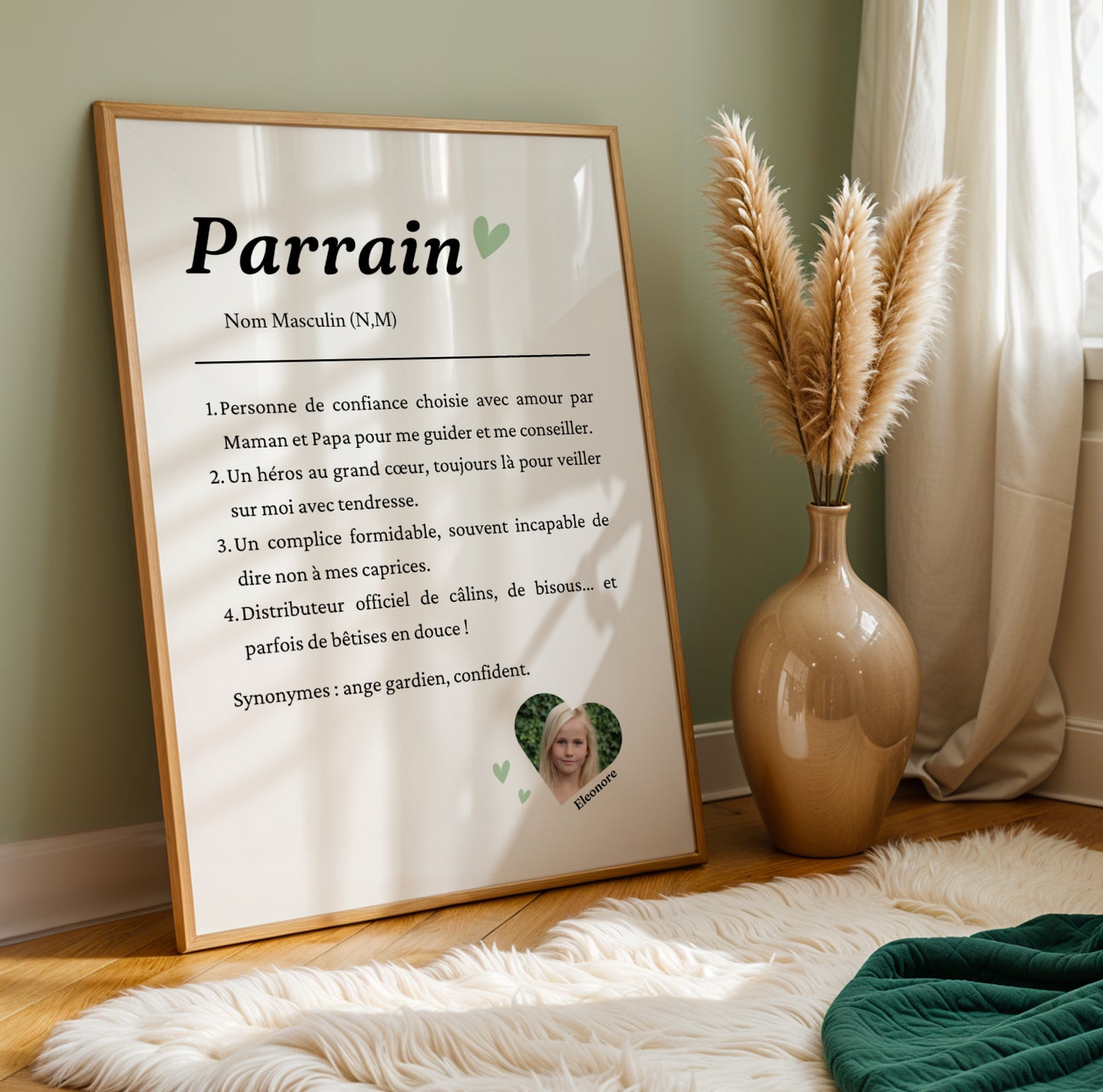 Affiche Définition Parrain Personnalisée avec Photo – Cadeau Baptême Original