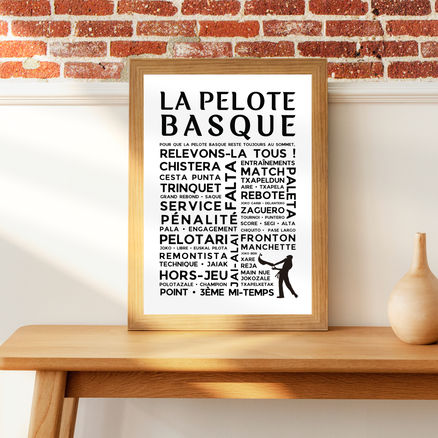 Affiche Pelote Basque – Poster Mots et Expressions – Cadeau Noël pour Passionnés de Pelote Basque - Décoration Pays basque fronton trinquet