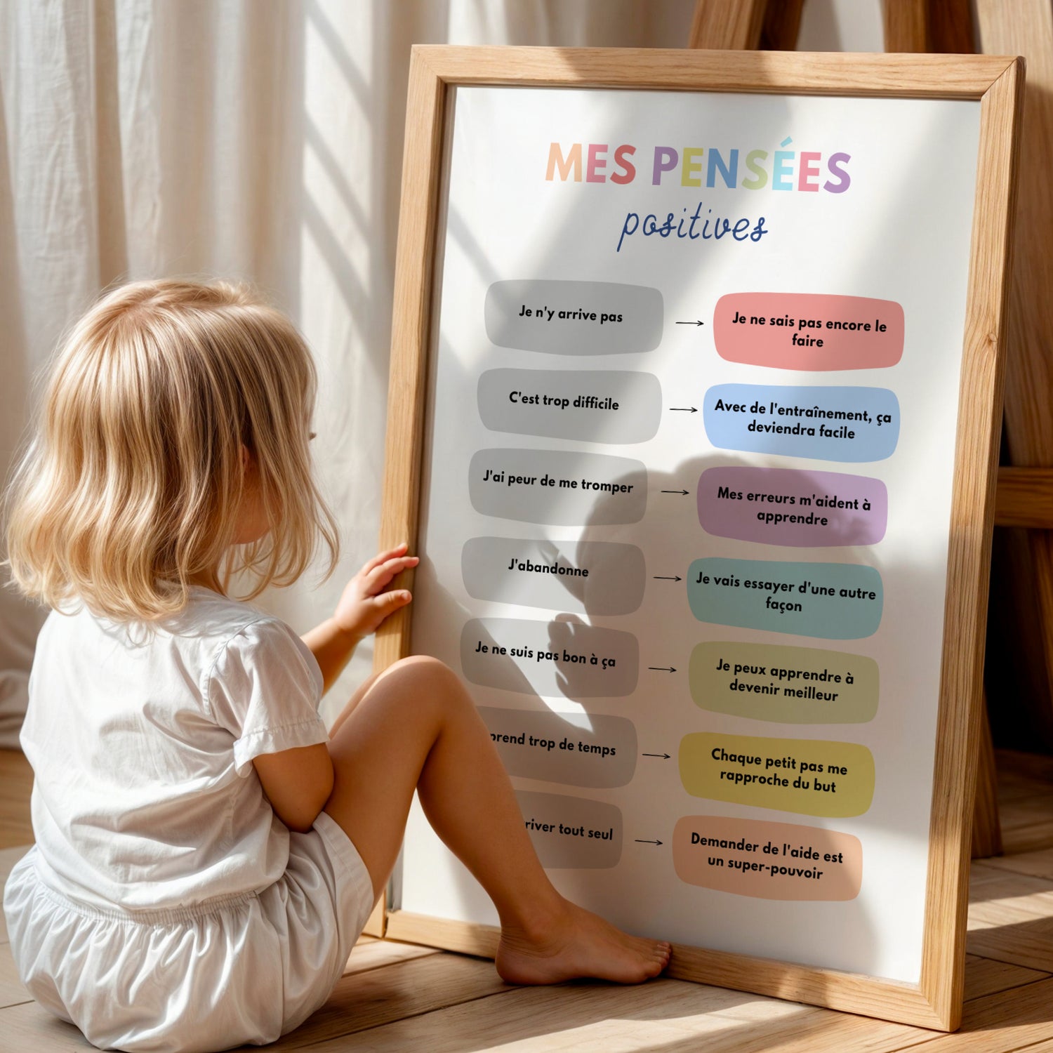 Affiche Growth Mindset Enfant Pensées Positives – Poster Affirmations Confiance en Soi Chambre Bébé Montessori - Image 6