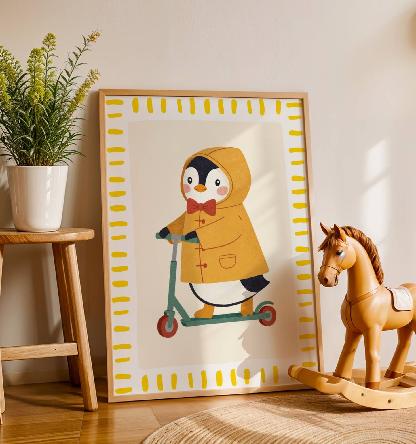 Affiche Pingouin Trottinette – Poster Coloré Animaux Rigolos Chambre Enfant Dopamine Decor Cadeau Naissance - Image 2