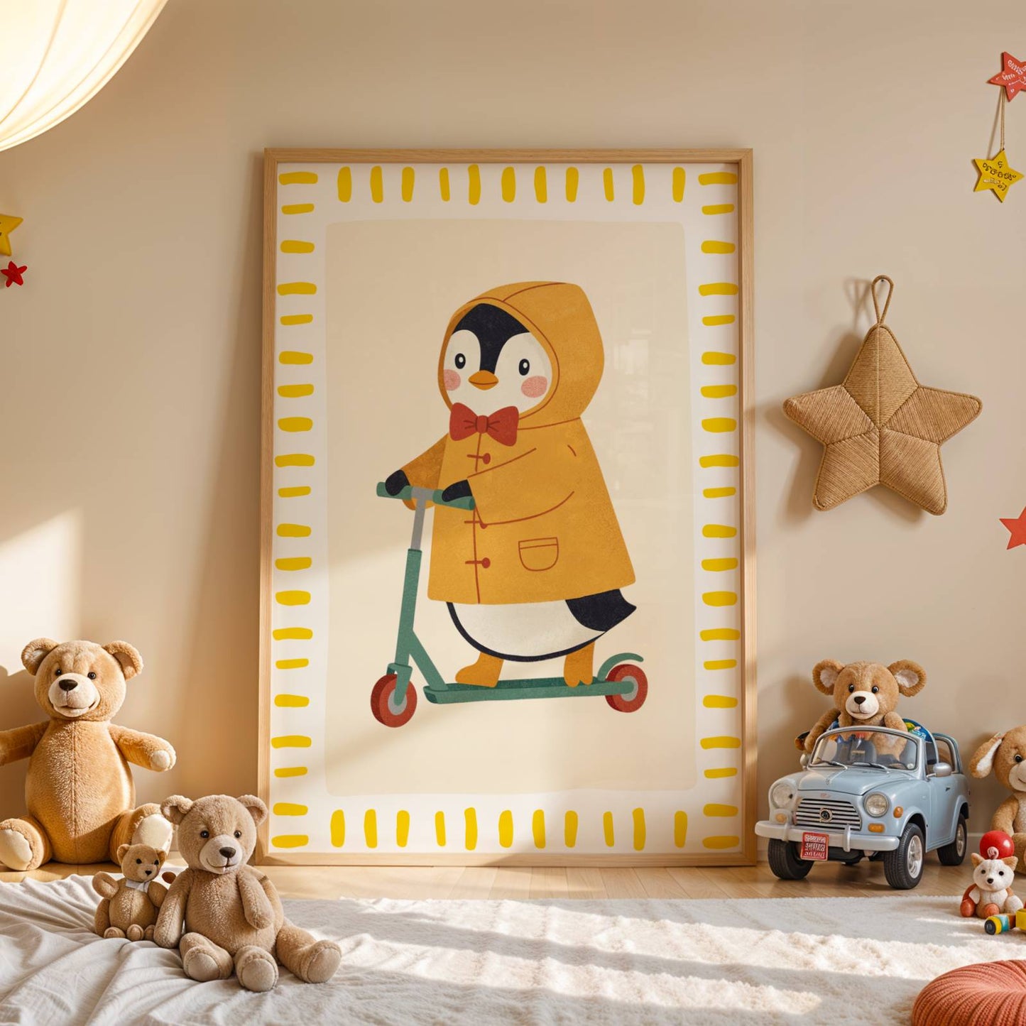 Affiche Pingouin Trottinette – Poster Coloré Animaux Rigolos Chambre Enfant Dopamine Decor Cadeau Naissance - Image 3