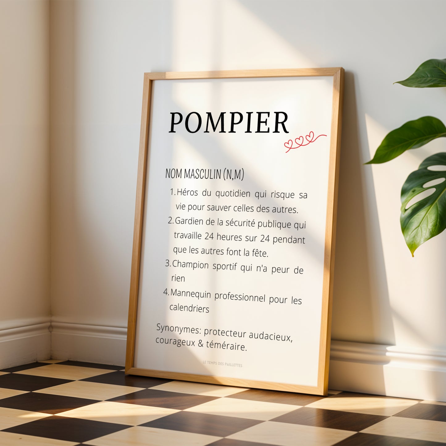 Affiche définition pompier - Affiche caserne minimaliste