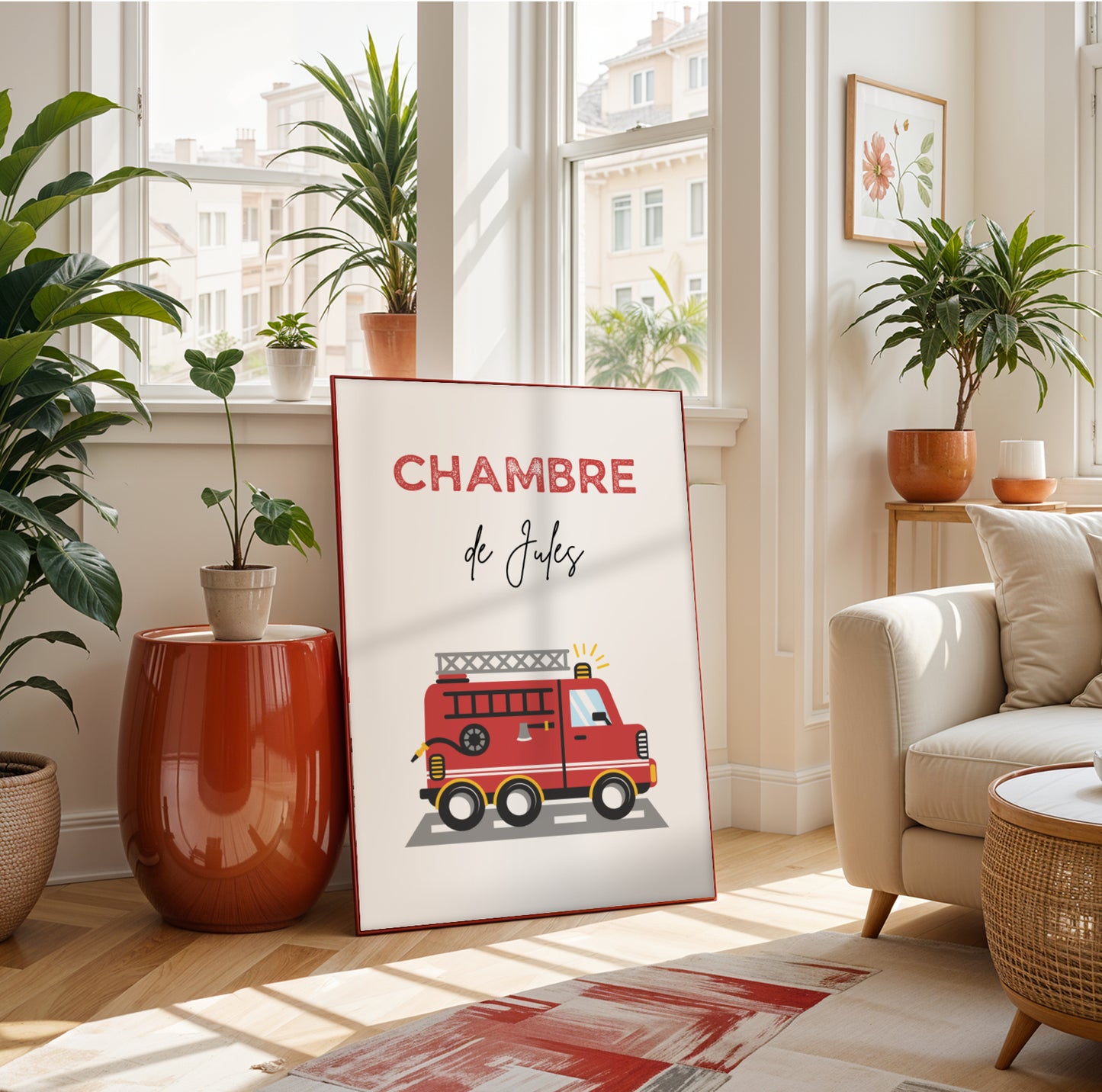 Affiche enfant pompier  - Affiche chambre de garçon personnalisé  - décoration pompier par Le Temps des Paillettes - Image 4