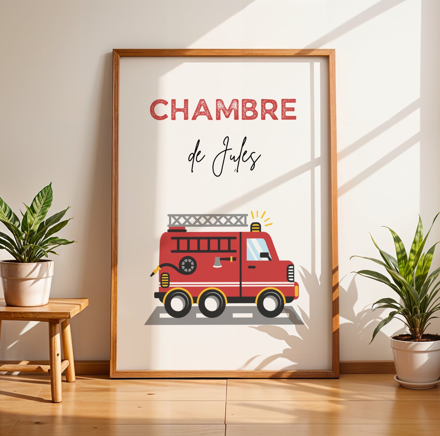 Affiche enfant pompier  - Affiche chambre de garçon personnalisé  - décoration pompier par Le Temps des Paillettes - Image 5
