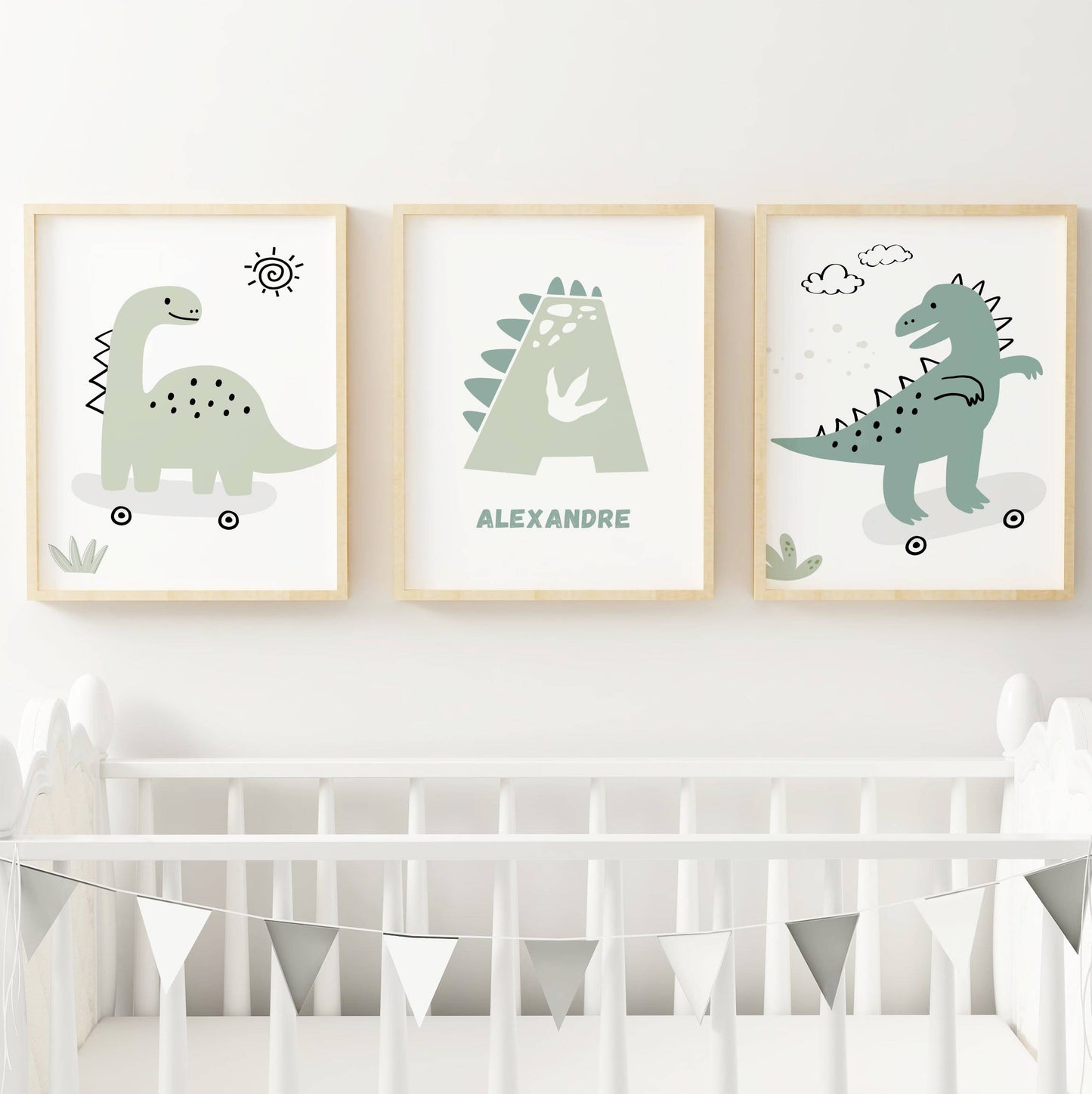 Set de 3 Affiches Dinosaure Enfant - Décoration Chambre Dinosaure