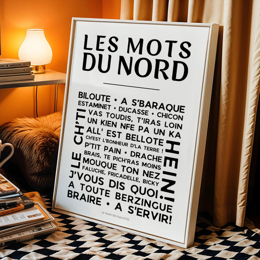 affiche mots du nord ch’ti décoration murale expressions nord de france typographie