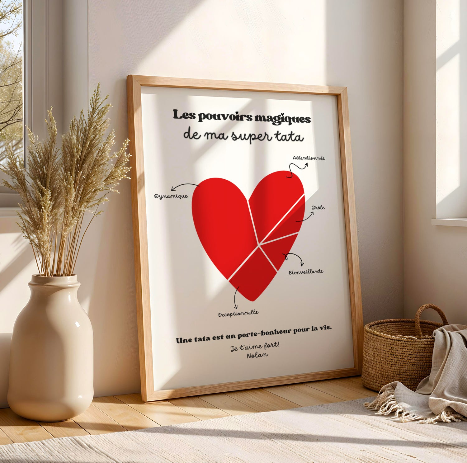 Affiche Tata personnalisée coeur et prénom, cadeau noel tata, cadeau anniversaire pour tatie, Idée cadeau noel tata - Image 3