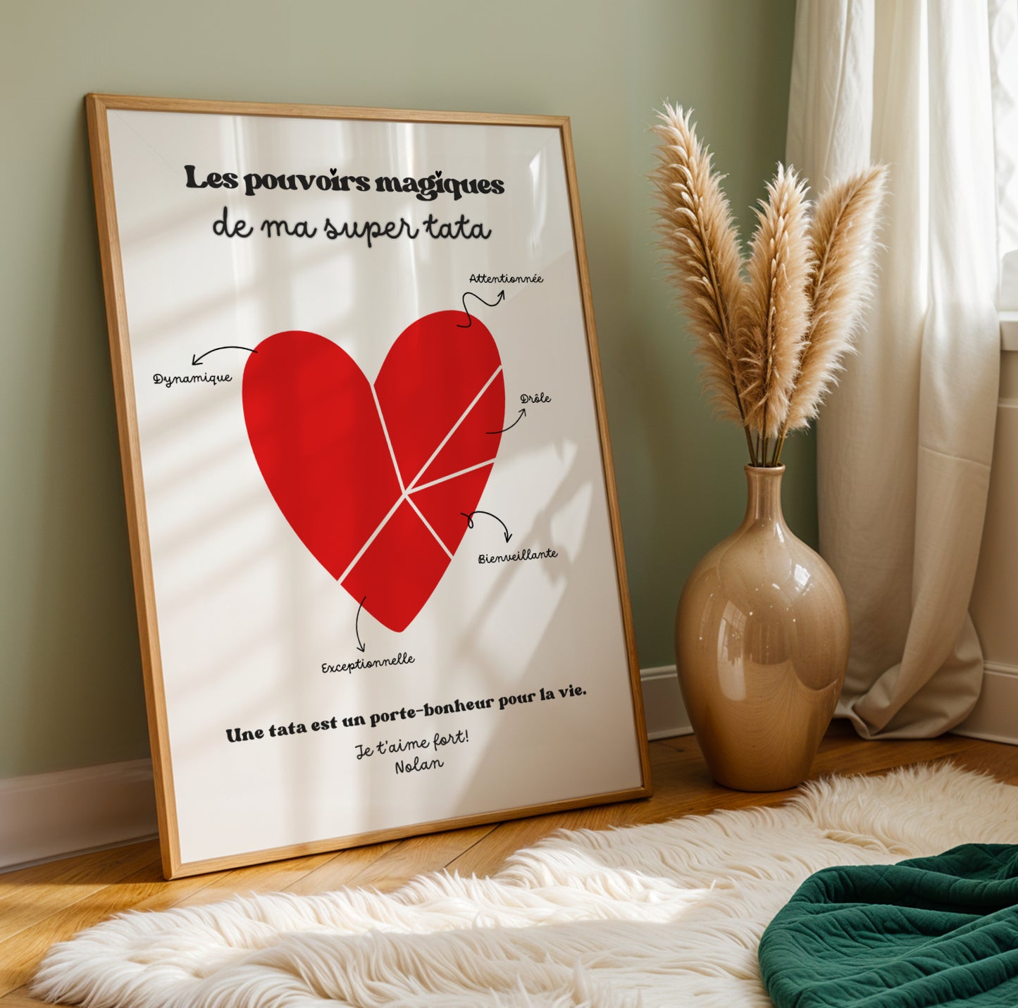 Affiche Tata personnalisée coeur et prénom, cadeau noel tata, cadeau anniversaire pour tatie, Idée cadeau noel tata - Image 4