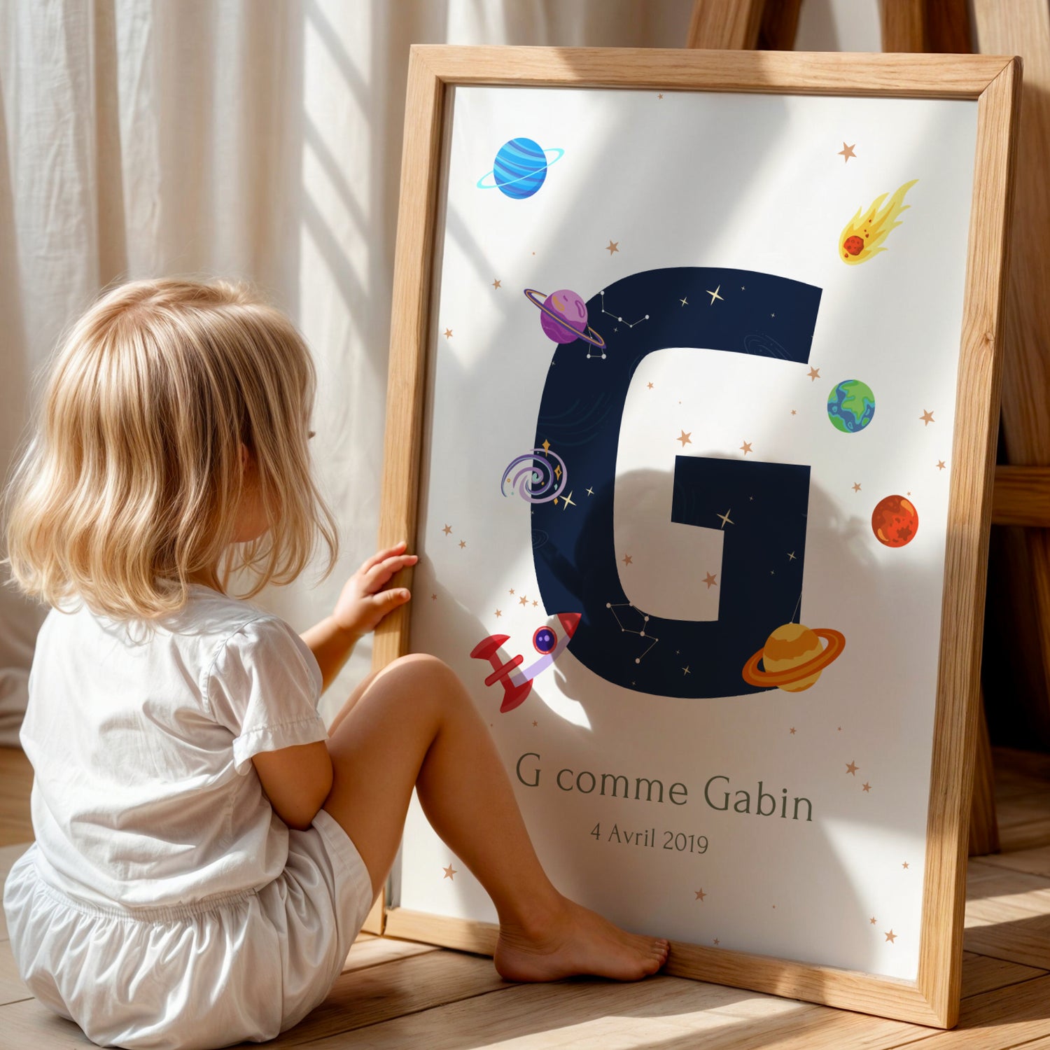 Affiche espace personnalisée prénom - Décoration chambre enfant espace par Le Temps des Paillettes - Image 5