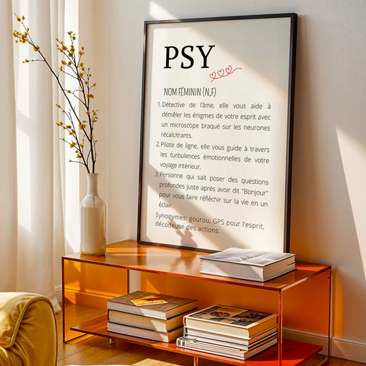 Affiche définition psy - Poster minimalistes psychologue - Décoration pour cabinet médical