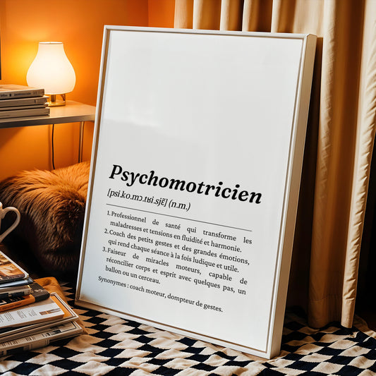Affiche définition Psychomotricien – Idée cadeau noel pour Psychomotricienne– Décoration murale cabinet Psychomotricien