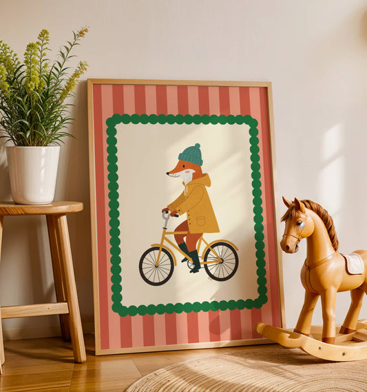 Affiche Renard Vélo – Poster Coloré Animaux Rigolos Chambre Enfant Dopamine Decor Cadeau Naissance - Image 2