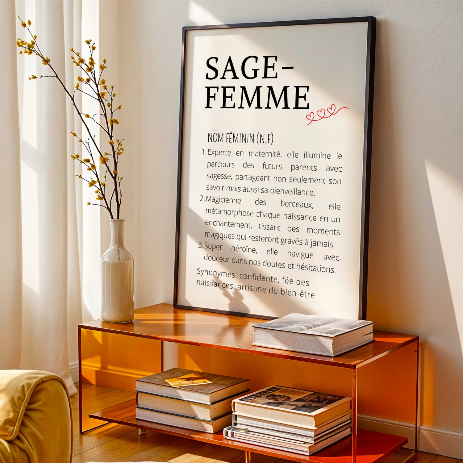 Affiche Définition Sage-Femme Noir et Blanc – Poster Minimaliste pour Cabinet et Salle d’Attente - Image 1