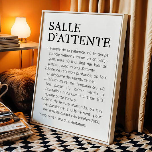 Affiche Définition Salle d'attente Médical – Décoration minimaliste pour cabinet médical  - Idée cadeau noël Médecin