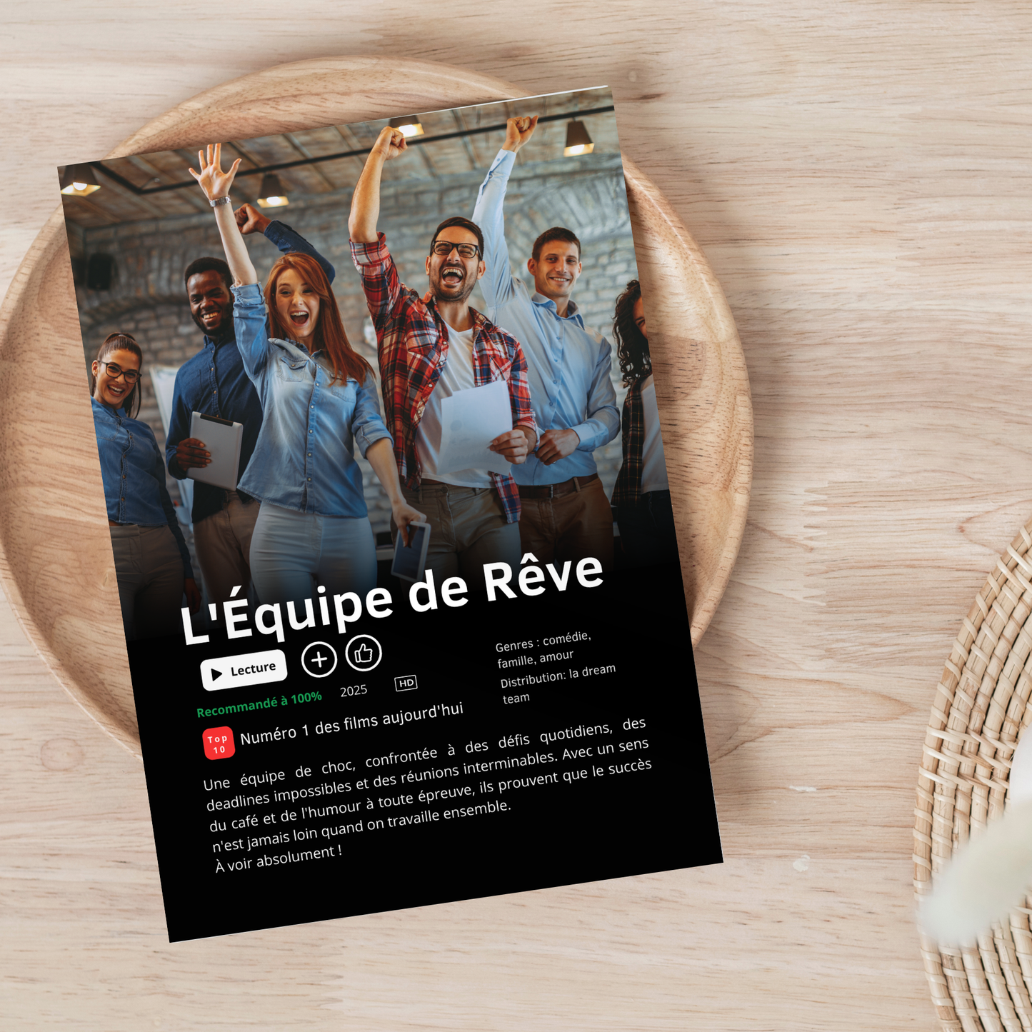 Affiche Netflix Personnalisée « L'Équipe de Rêve » pour collègue travail